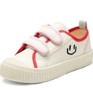 HAPPY NOCNOC Toddler Canvas Velcro Shoes White with Pink and Red Size Size 6